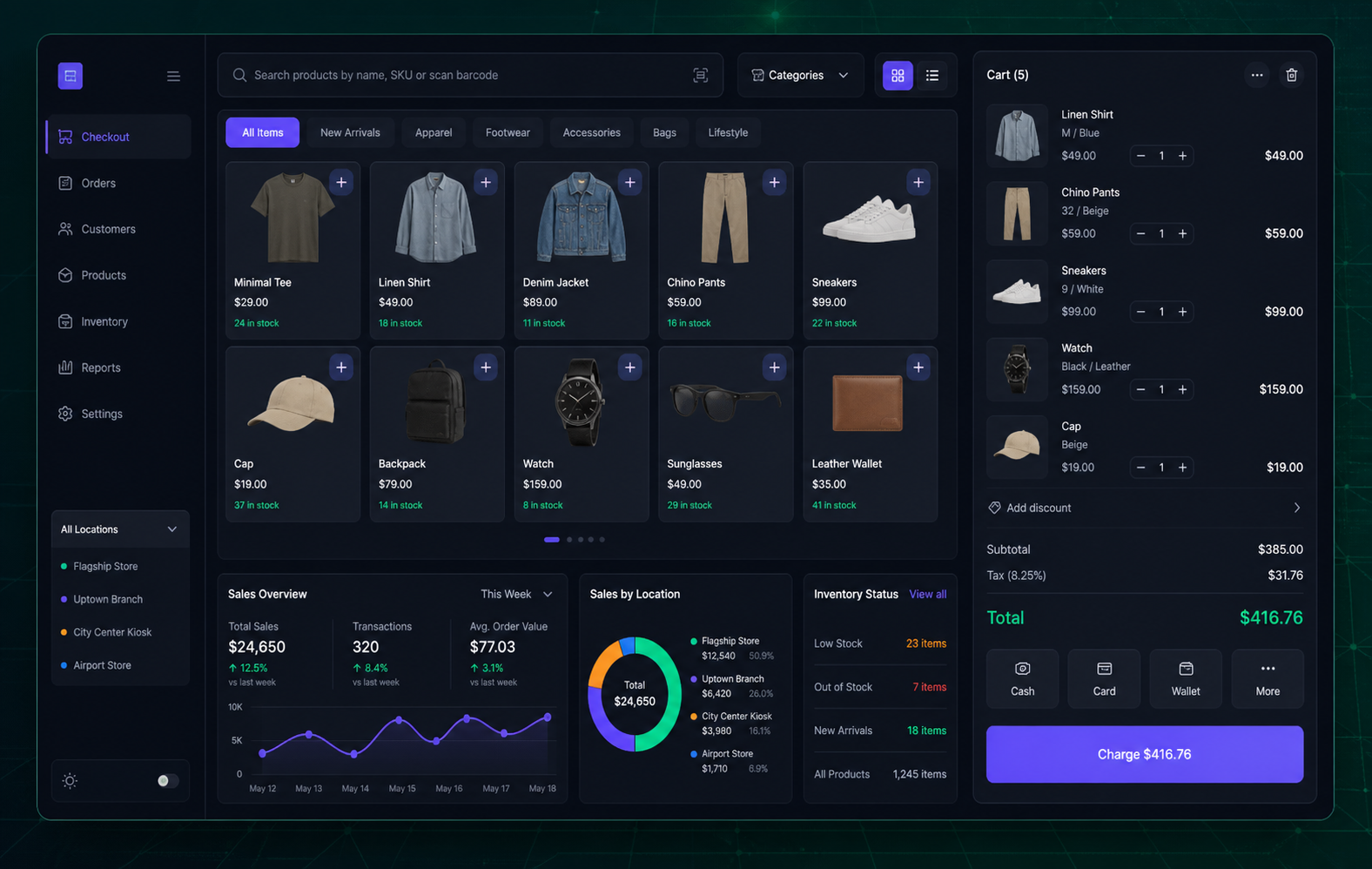 Smart POS software interface concept by Hirvex Technologies